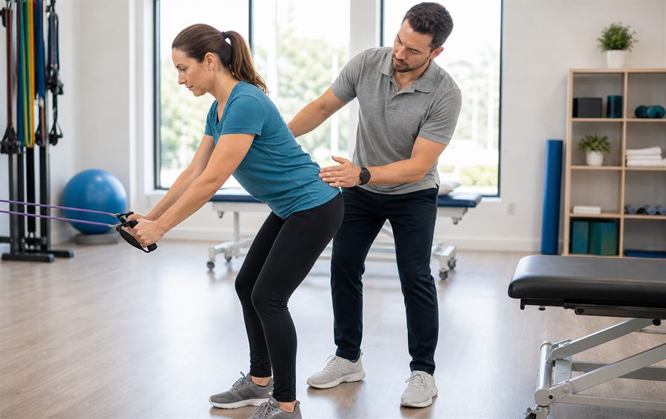 Guided strengthening exercise for lower back pain physical therapy