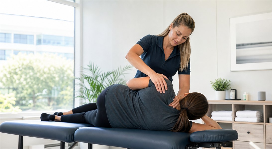 Physical therapist providing hands-on manual therapy treatment in Boca Raton