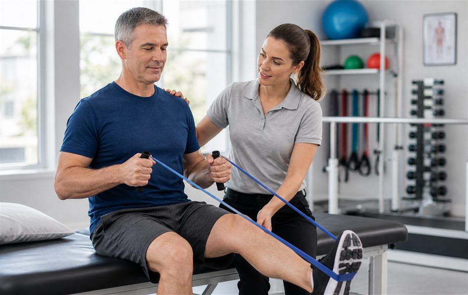 Guided strengthening exercise during post-surgical physical therapy