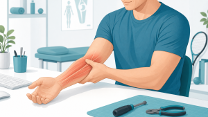 Illustration of gentle forearm massage for people who work with their hands