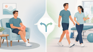 Illustration comparing rest and gentle movement when something hurts